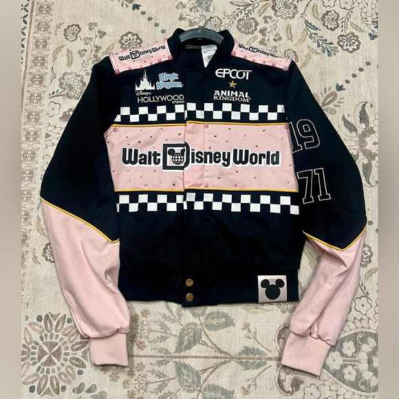 Her Universe Walt Disney World Bomber Pink & Black Racing Jacket XS - Picture 6 of 13